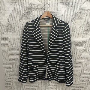 Striped Knit Blazer, Navy & White